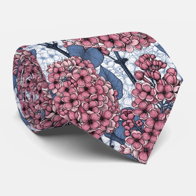 Lilac i rosa och blått slips (Rullad)