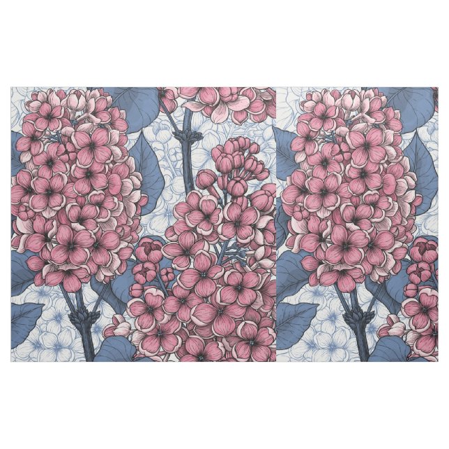 Lilac i rosa och blått tyg (Fat Quarter)
