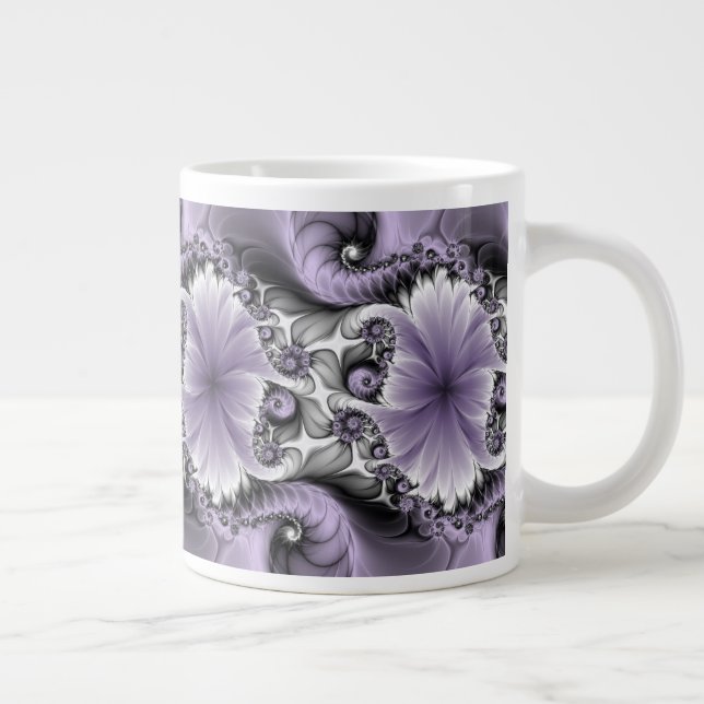 Lilac Illusion Abstrakt Blommigt Fractal Art Fanta Jumbo Mugg (Höger)