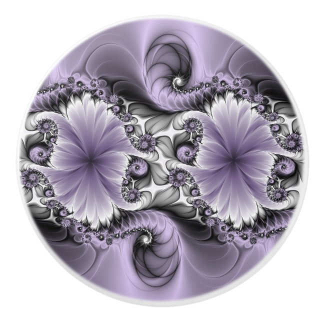 Lilac Illusion Abstrakt Blommigt Fractal Art Fanta Knopp (Framsidan)