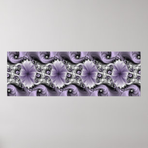 Lilac Illusion Abstrakt Blommigt Fractal Art Fanta Poster