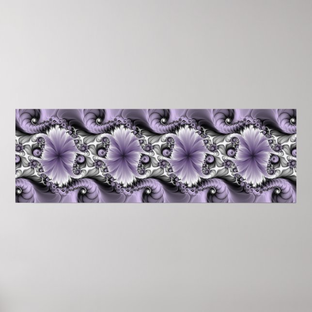 Lilac Illusion Abstrakt Blommigt Fractal Art Fanta Poster (Framsidan)