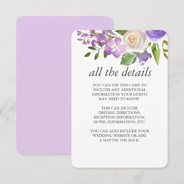 Lilac | Information om Chic Lavender Blommigt Bröl Inbjudningar (Fram/baksida)