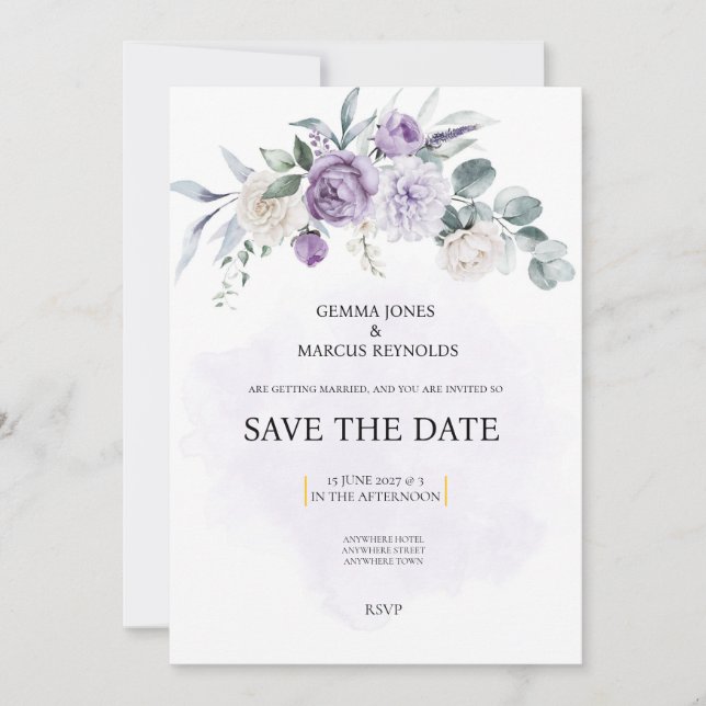 Lilac Infusion Save the Date Wedding Invitation Inbjudningar (Framsida)