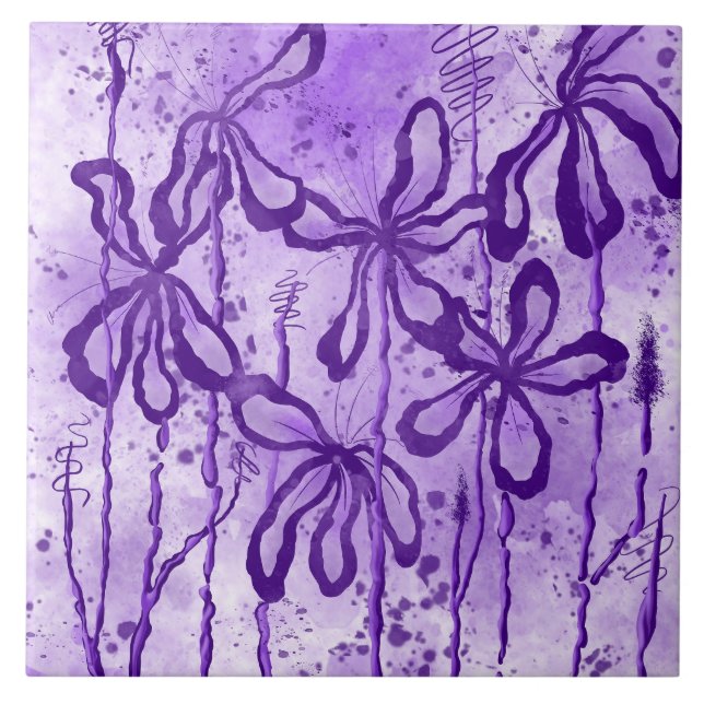 Lilac Inked Flowers Kakelplatta (Framsidan)