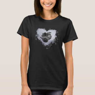 *~* Lilac Iridescent Heart Flowers Women Black T-  T Shirt