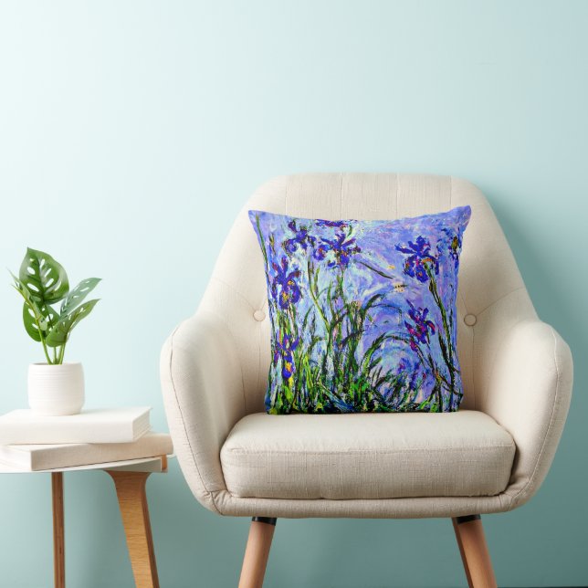 Lilac Irises av Claude Monet, Dekorativ kudde (Stol)