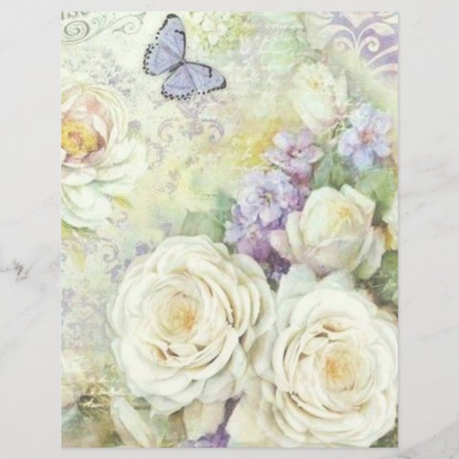 Lilac Ivory Blommigt Decoupage Skrapbook Papper (Framsida)