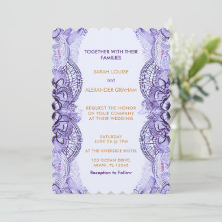 Lilac-känslig inbjudan till bröllop i Snöre-design