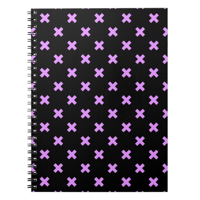 Lilac kor stygn på svart anteckningsbok (Framsidan)