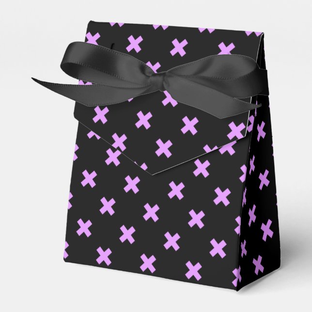 Lilac kor stygn på svart presentaskar (Framsidan Sidan)
