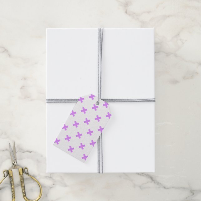 Lilac kor sys på vita presentetikett (Med Snöre)
