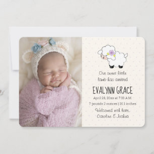 Lilac Lamb Vår Photo Collage Birth Notice Meddelande