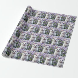 Lilac Laurel på en vit kitten Presentpapper