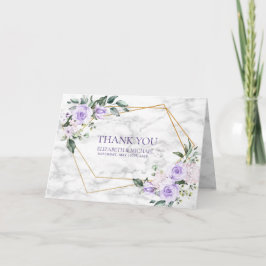 Lilac Lavend Guld Geometrisk Blommigt Foto Tack Kort