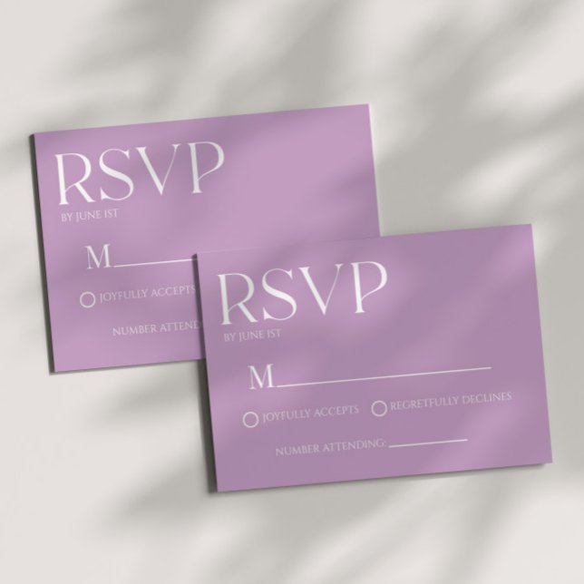 Lilac Lavendel Modern Klassisk Bröllops-RSVP-Kort OSA Kort (Skapare uppladdad)