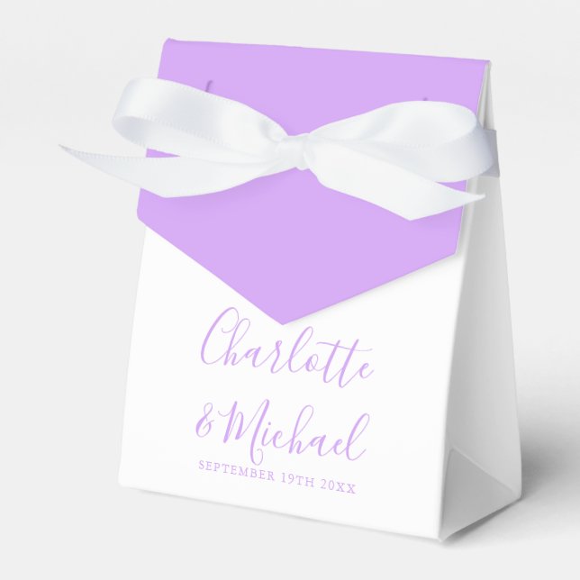 Lilac Lavendel Signatur Skript Elegant Bröllop Presentaskar (Framsidan Sidan)
