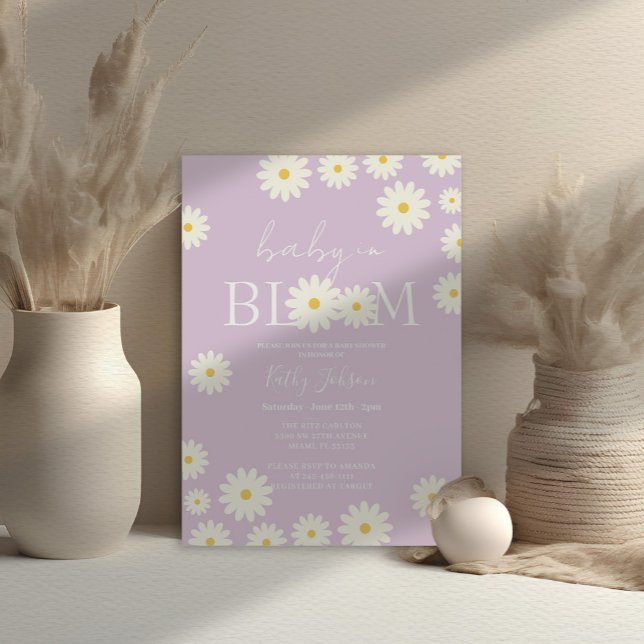Lilac Lavender Daisy Baby i Bloom Shower Inbjudningar (Skapare uppladdad)