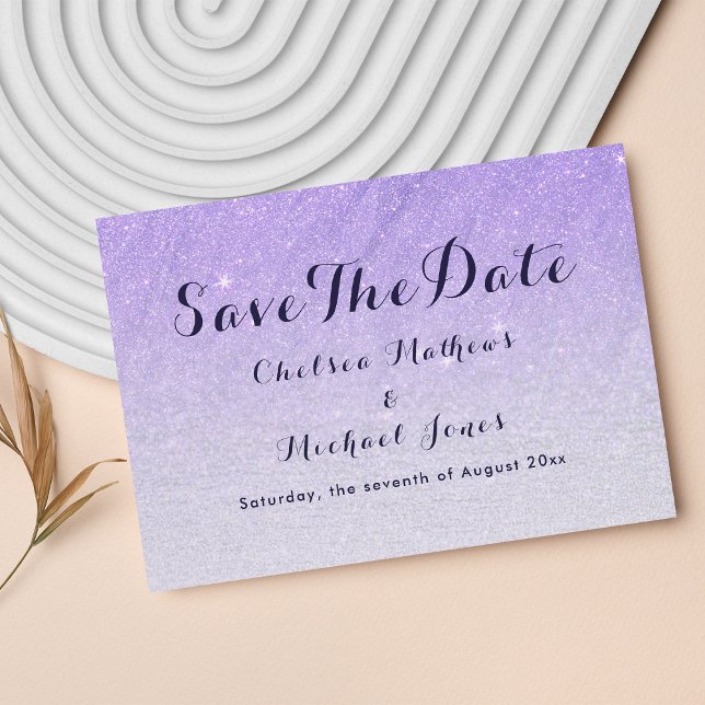 Lilac lavender faux glitter ombre Spara datum Spara Datumet (Lilac lavender faux glitter ombre Save The Date )