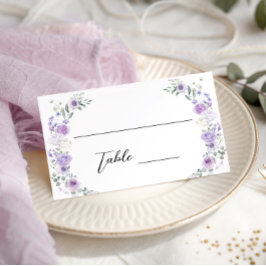 Lilac Lavender Floral Wreath Bridal Shower Wedding Placeringskort