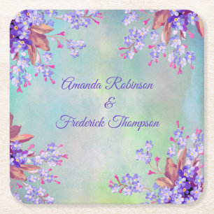Lilac Lavender Flower Bröllop Underlägg Papper Kvadrat