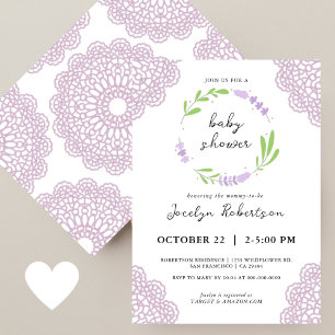 Lilac Lavender Greenery Gender Neutral Baby Shower Inbjudningar