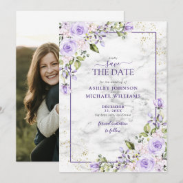 Lilac Lavender Guld Geometric Photo Save Date Spara Datumet