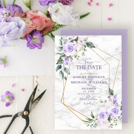 Lilac Lavender Guld Geometric Save Date Spara Datumet
