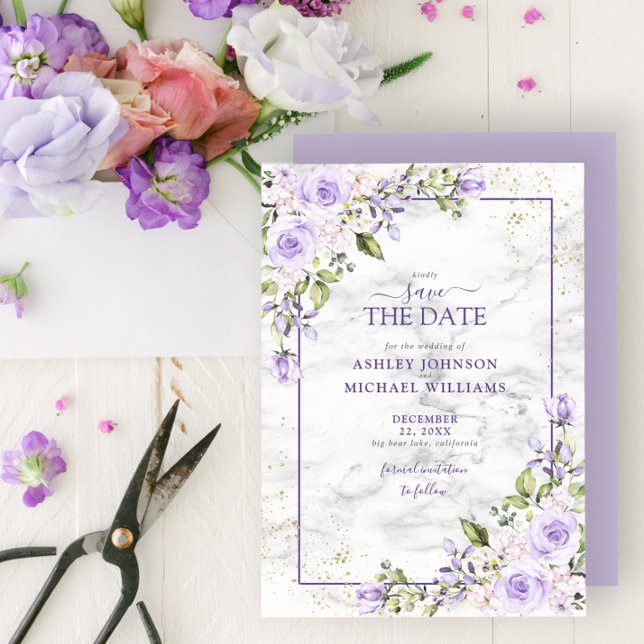 Lilac Lavender Guld Geometric Save Date Spara Datumet (Skapare uppladdad)