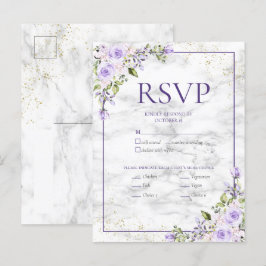 Lilac Lavender Guld Marble Blommigt Bröllop OSA In Inbjudan Vykort