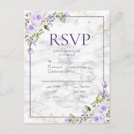 Lilac Lavender Guld Marble Blommigt Bröllop OSA In Inbjudan Vykort