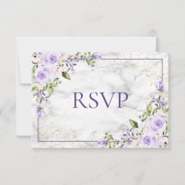 Lilac Lavender Guld Marble Blommigt Bröllop OSA Kort