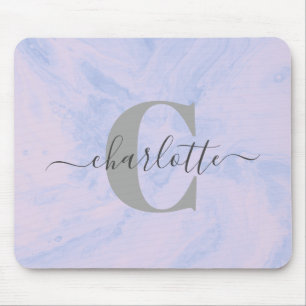Lilac Lavender Marble Elegant Monogram Namn Musmatta