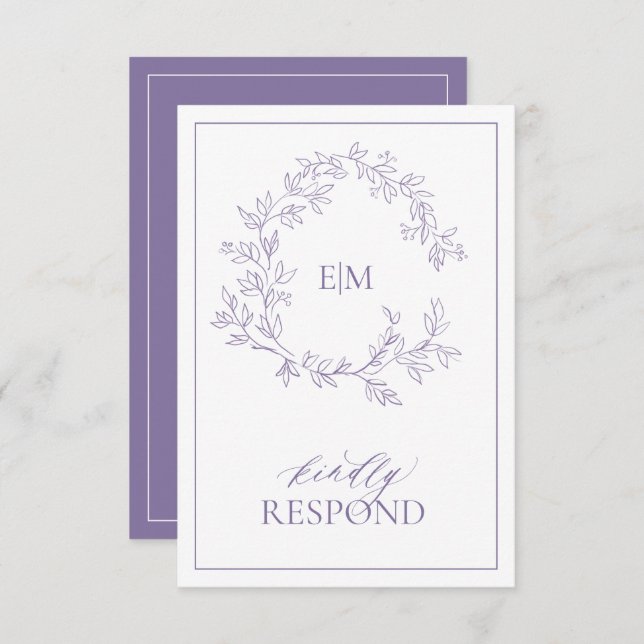 Lilac Lavender Monogram-Bröllop OSA (Fram/baksida)