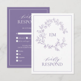 Lilac Lavender Monogram-Bröllop OSA Kort