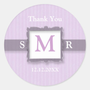 Lilac Lavender Monogram Tack Favor Runt Klistermärke