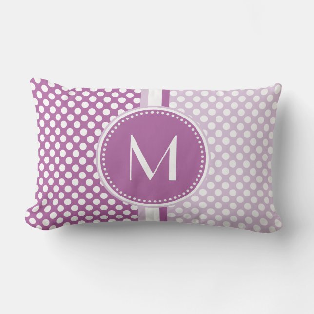 Lilac | Lavender Polka dots Monogram Lumbarkudde (Framsida)