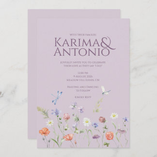 Lilac Lavender Stollig Wildblomma Inbjudningar