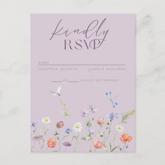 Lilac Lavender Stollig Wildblomme OSA kort (Framsida)