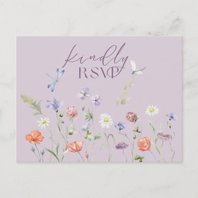 Lilac Lavender Stollig Wildbloms OSA Postcard Inbjudan Vykort (Framsida)