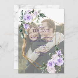Lilac Lavender Vellum Overlay Photo Save Date Spara Datumet