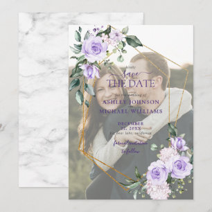 Lilac Lavender Vellum Overlay Photo Save Date Spara Datumet