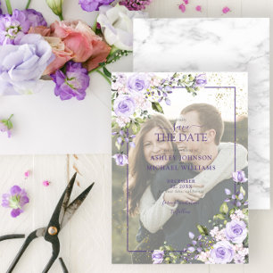Lilac Lavender Vellum Overlay Photo Save Date Spara Datumet