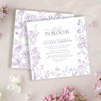 Lilac Lavender Victorian Blommigt Baby i Bloom Inbjudningar
