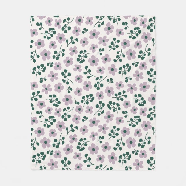 Lilac Lila Aesthetic Cute Mini Groovy Flowers Pa Fleecefilt (Framsidan)