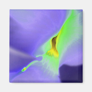 Lilac Lila and Neon Grönt Blommigt Design Magnet