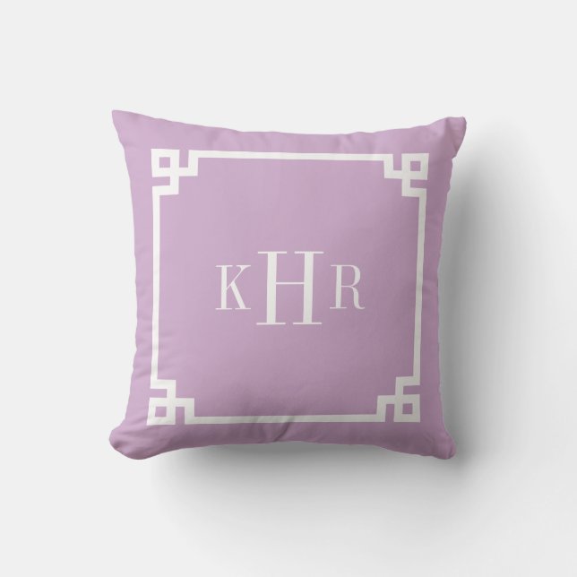 Lilac Lila Anpassningsbar Monogram för  Nyckel Grä Kudde (Framsida)
