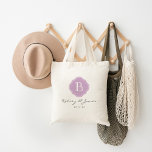 Lilac Lila Anpassningsbar Monogram Wedding Favor T Tygkasse<br><div class="desc">Personligt bröllp favoriteller välkomstsida med Personlig Monogram,  Namn och Bröllop</div>
