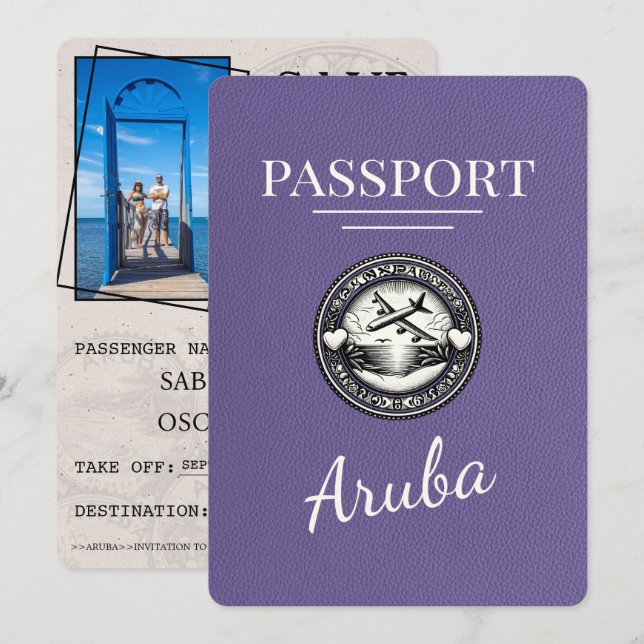 Lilac Lila Aruba Passport Spara datum Datumet (Fram/baksida)