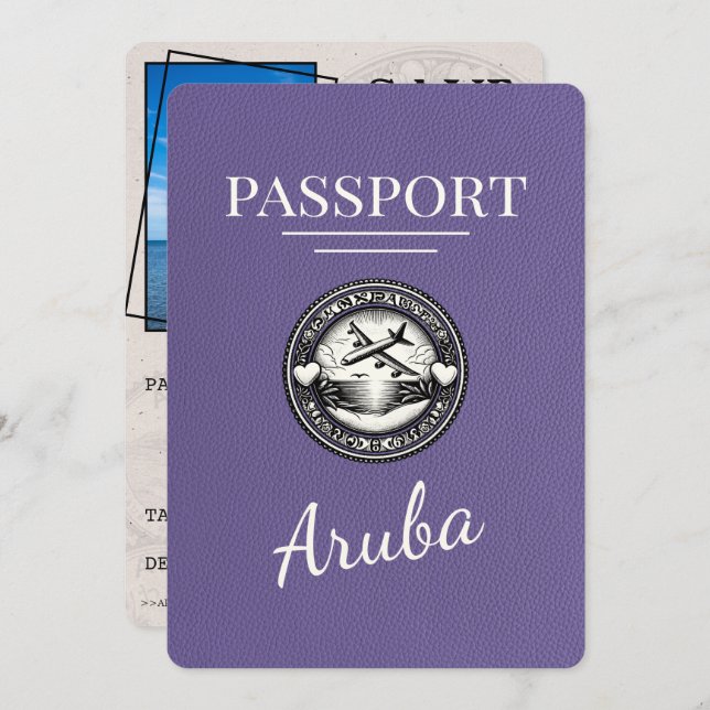 Lilac Lila Aruba Passport Spara datum Spara Datumet (Fram/baksida)